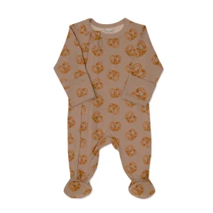 Pyjama En Modal Avec Pieds Brun Imprimé Pretzel X La Petite Ourse