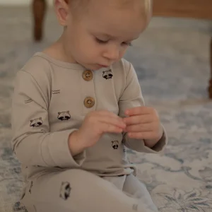 Onesie Évolutif Gris Motif Ratons Laveurs