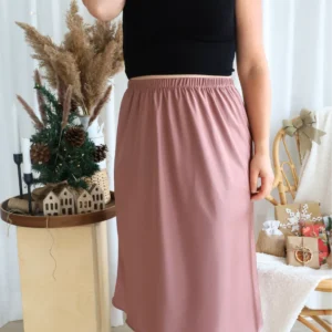 Jupe Soyeuse En Satin Poussière Rose