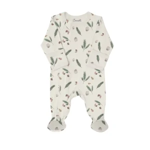 Pyjama En Modal Avoine Avec Pieds & Imprimé Pommes de pin