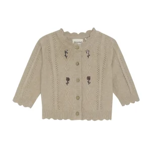 Cardigan Beige Avec Broderie De Fleurs