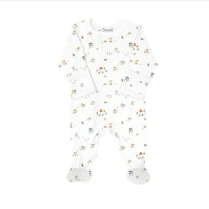 Pyjama En Modal Avec Pieds Crème Avec Champignons