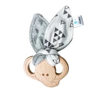 Anneau De Dentition Bois Oreille De Lapin Motifs Gris