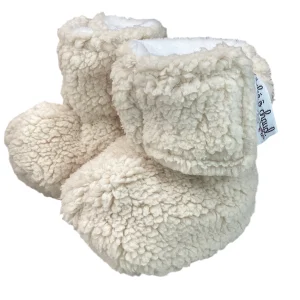 Pantoufles À Velcro En Sherpa Crème