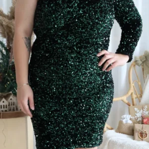 Robe Félicia À Pailettes Vert Foncé