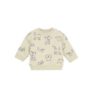 Chandail En Polar Manches Longues Off White Avec Chiens