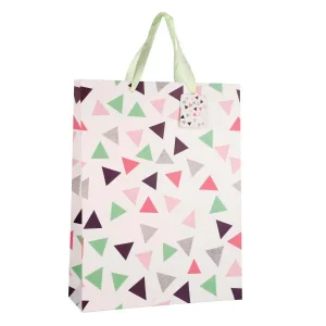 Grand Sac Cadeau Confettis Vert Et Rose