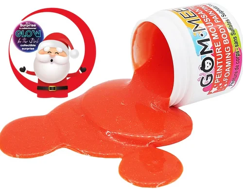 GOM-MEE - Peinture moussante pour le bain scintillante - Père-Noël Rouge