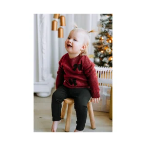 Rose & Léo - Chandail à boucles - Cerise Noir