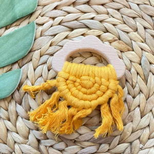 Anneau Bois Boho Nuage Vintage Moutarde