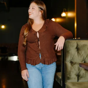 Cardigan À Volant Léger Chocolat