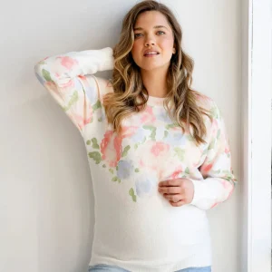 Rose Maternité - Chandail en lainage - Pêche Floral